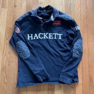 Hackett Navy Blue Rugby Polo with Union Jack Patches